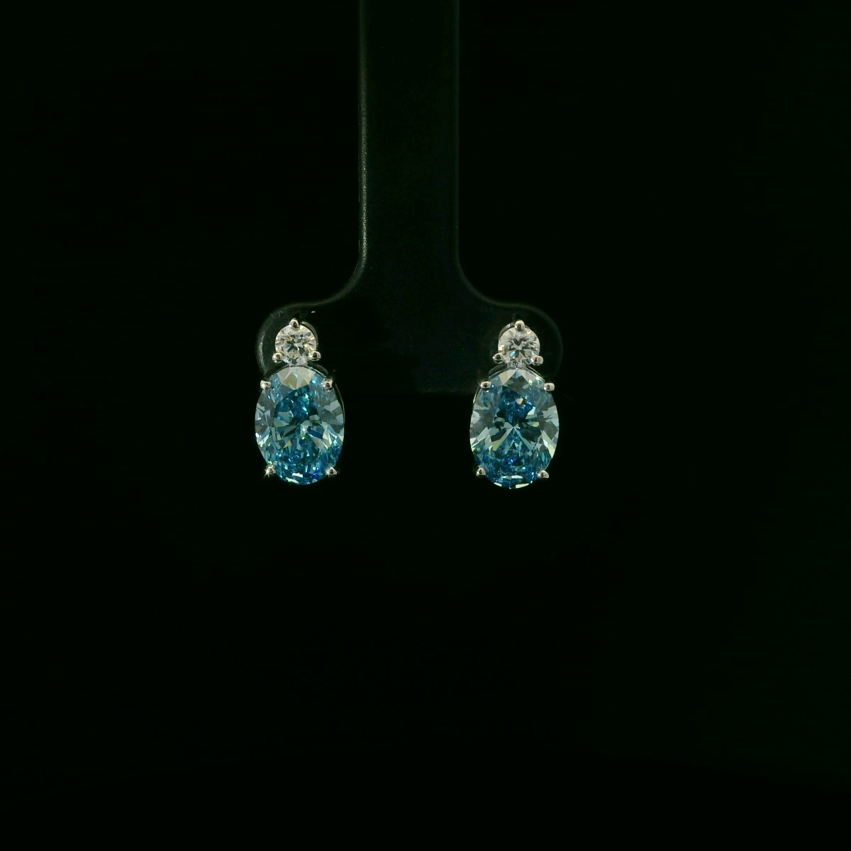 IGI Oval 2ct Each Fancy Intense Blue VS1 18k W/G