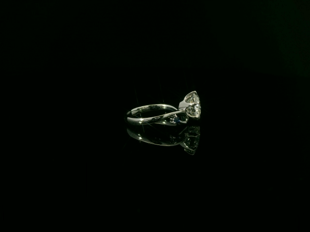1.78ct D IF 18k W/G With Small Blue Sapphire