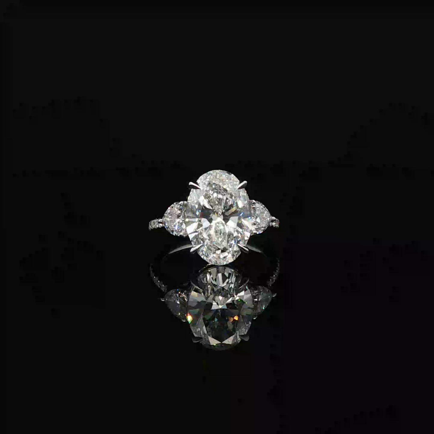 IGI Oval 4.41ct D VS1 with heart shape side stone