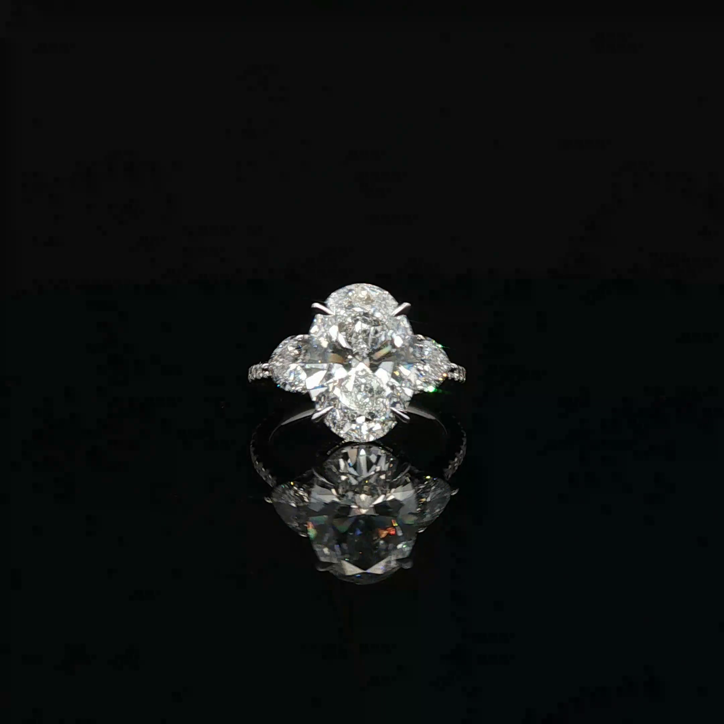 IGI Oval 4.41ct D VS1 with heart shape side stone