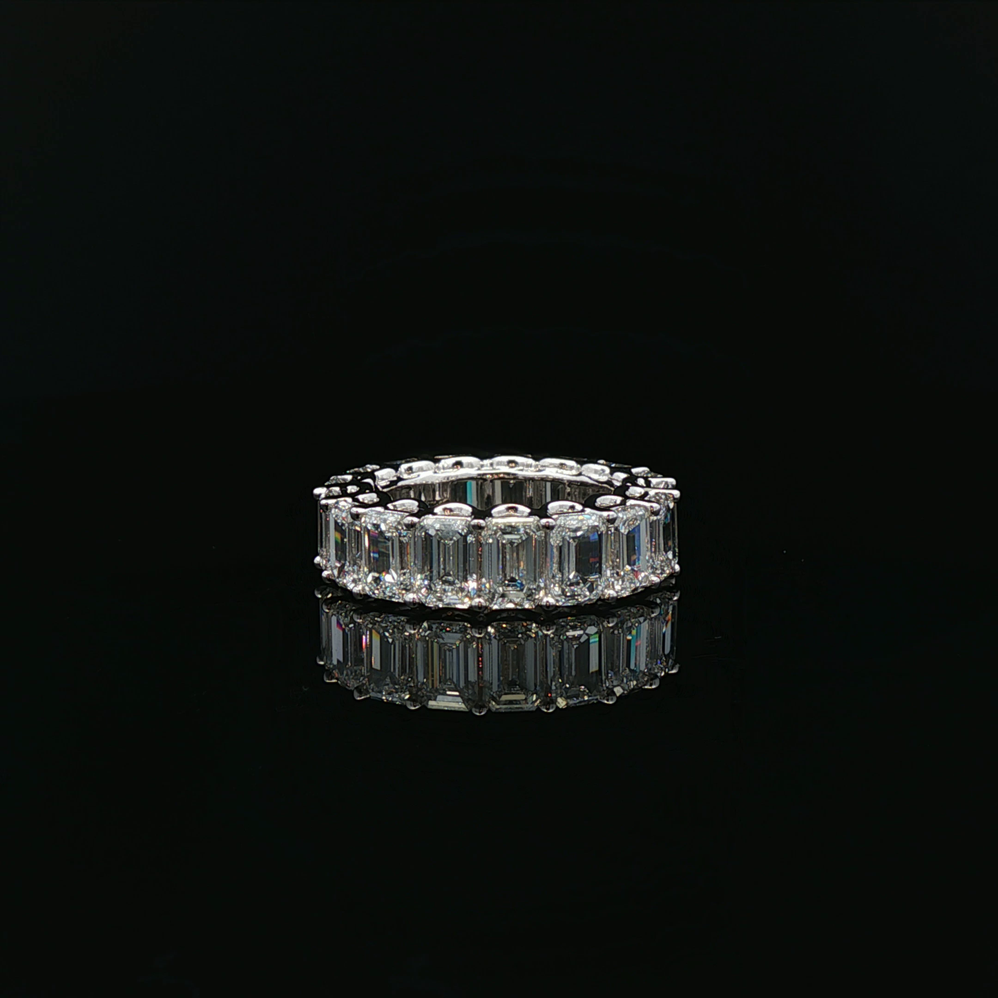 Emerald Eternity band 0.5ct each total 8.69ct D-E VVS 18K/W