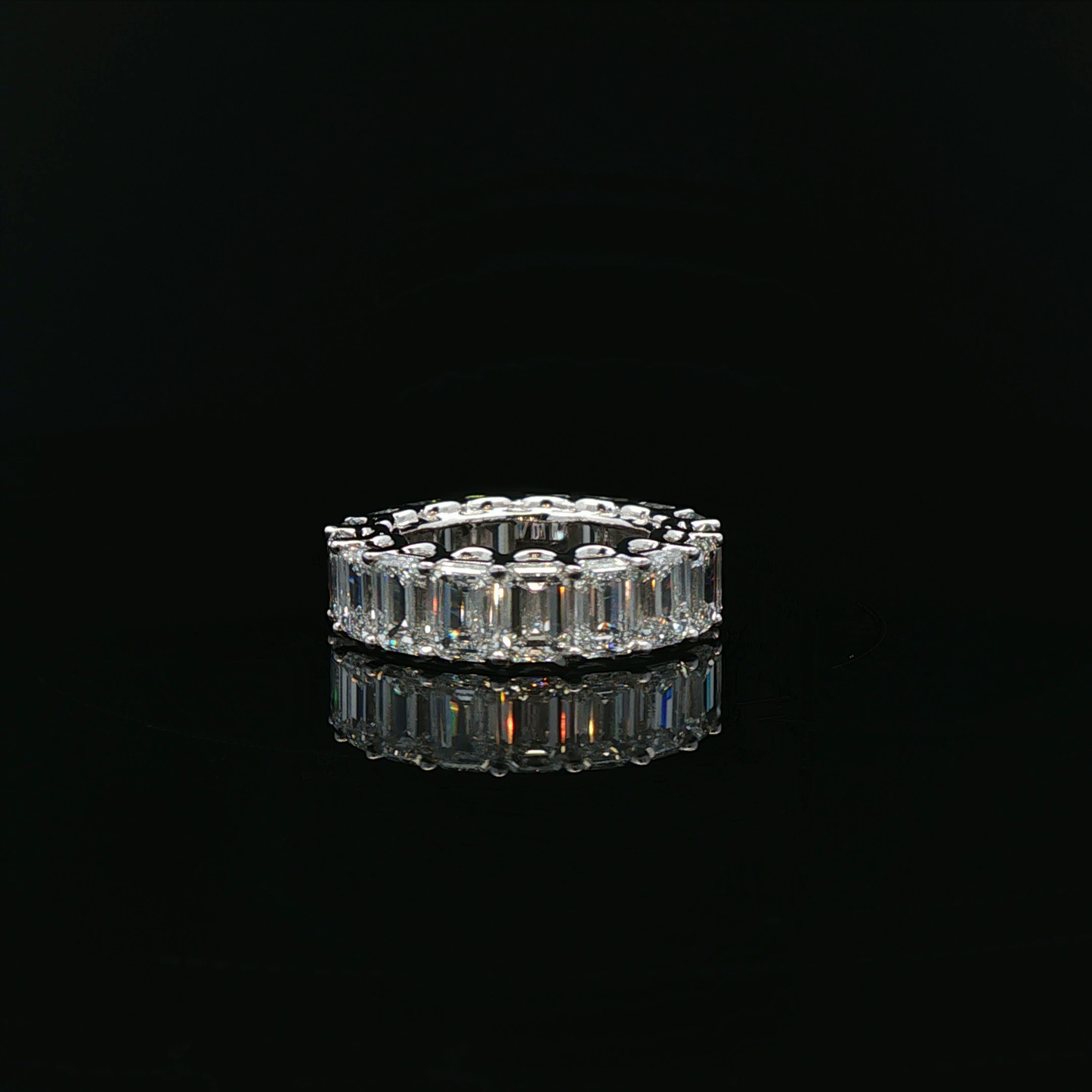 Emerald Eternity band 0.5ct each total 8.69ct D-E VVS 18K/W