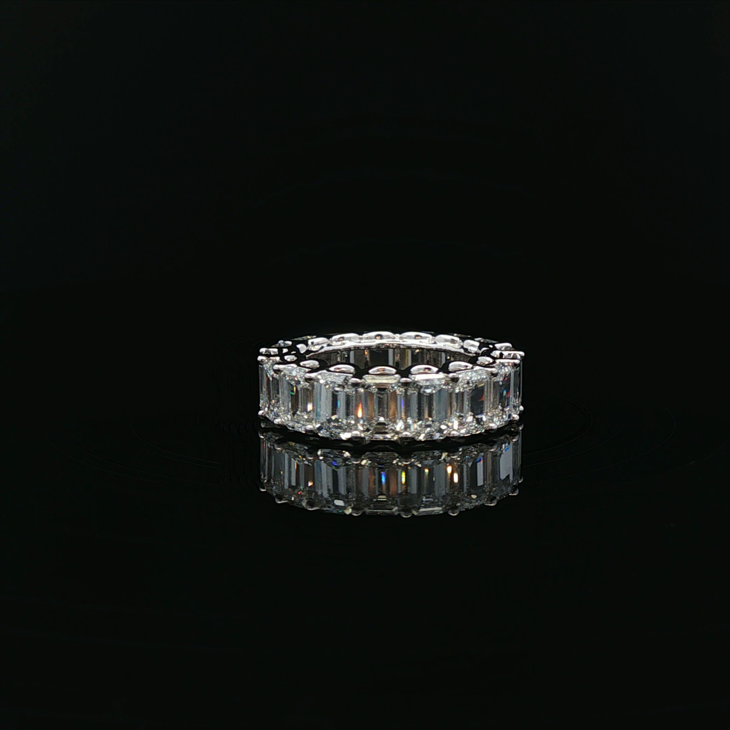 Emerald Eternity band 0.5ct each total 8.69ct D-E VVS 18K/W