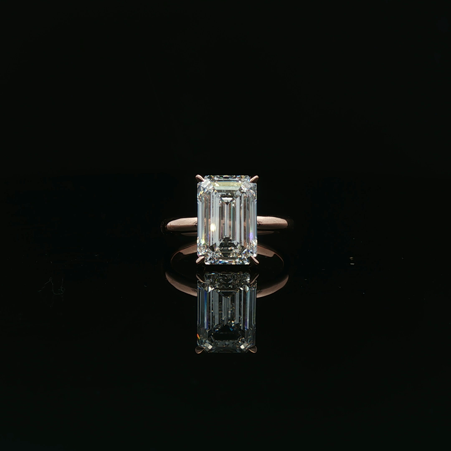 Emerald-Cut Diamond Solitaire Ring in Rose Gold