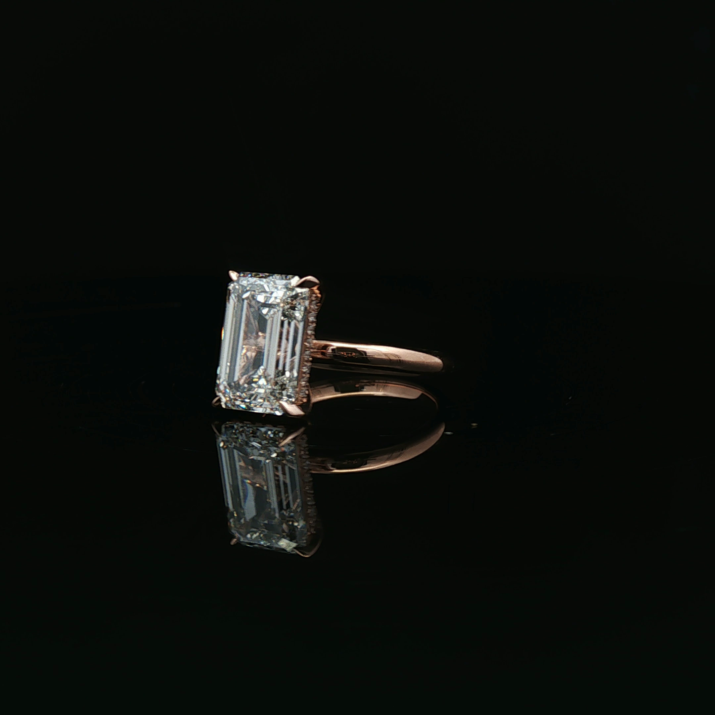 Emerald-Cut Diamond Solitaire Ring in Rose Gold