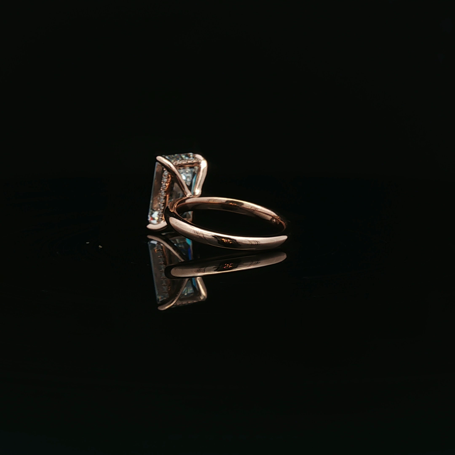 Emerald-Cut Diamond Solitaire Ring in Rose Gold