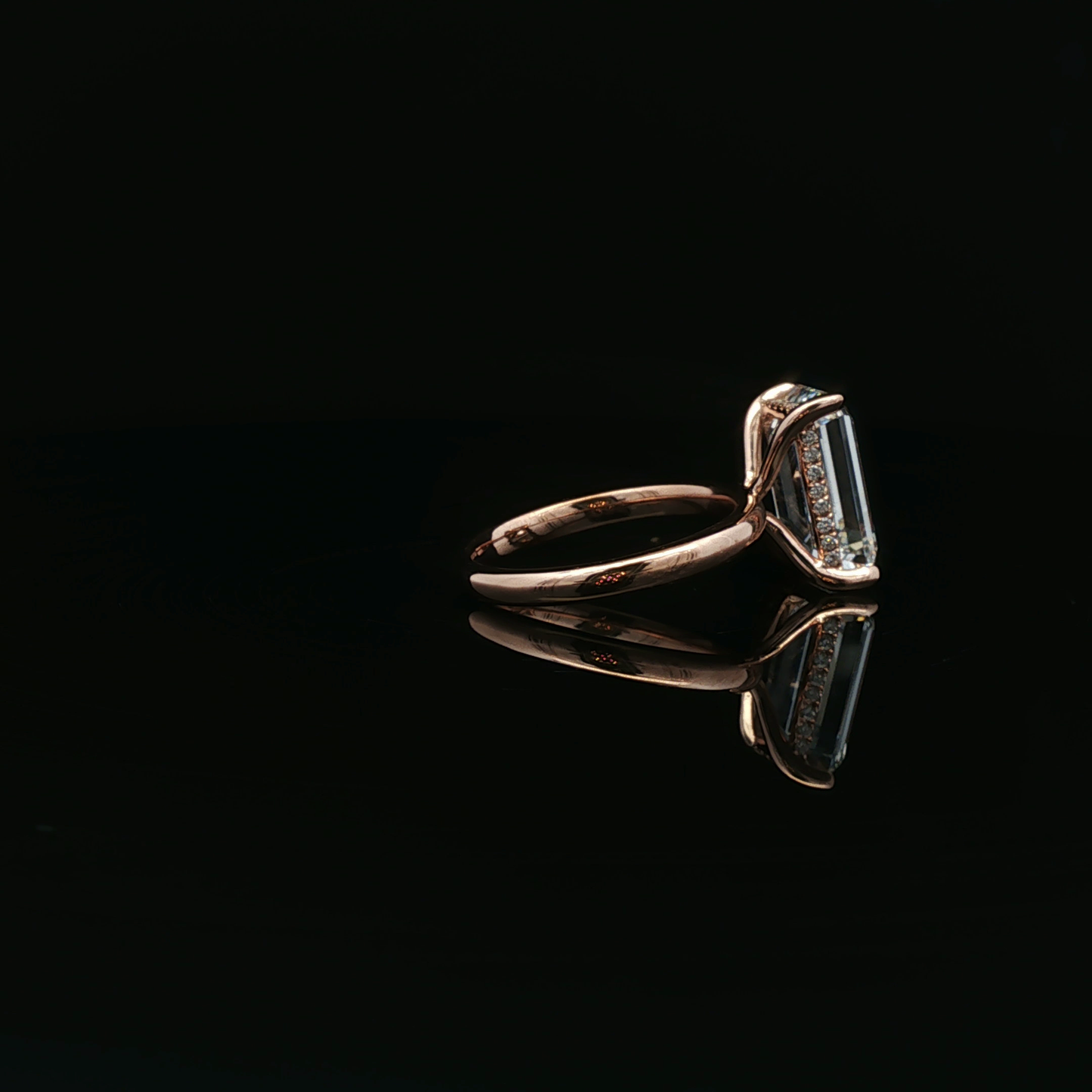 Emerald-Cut Diamond Solitaire Ring in Rose Gold
