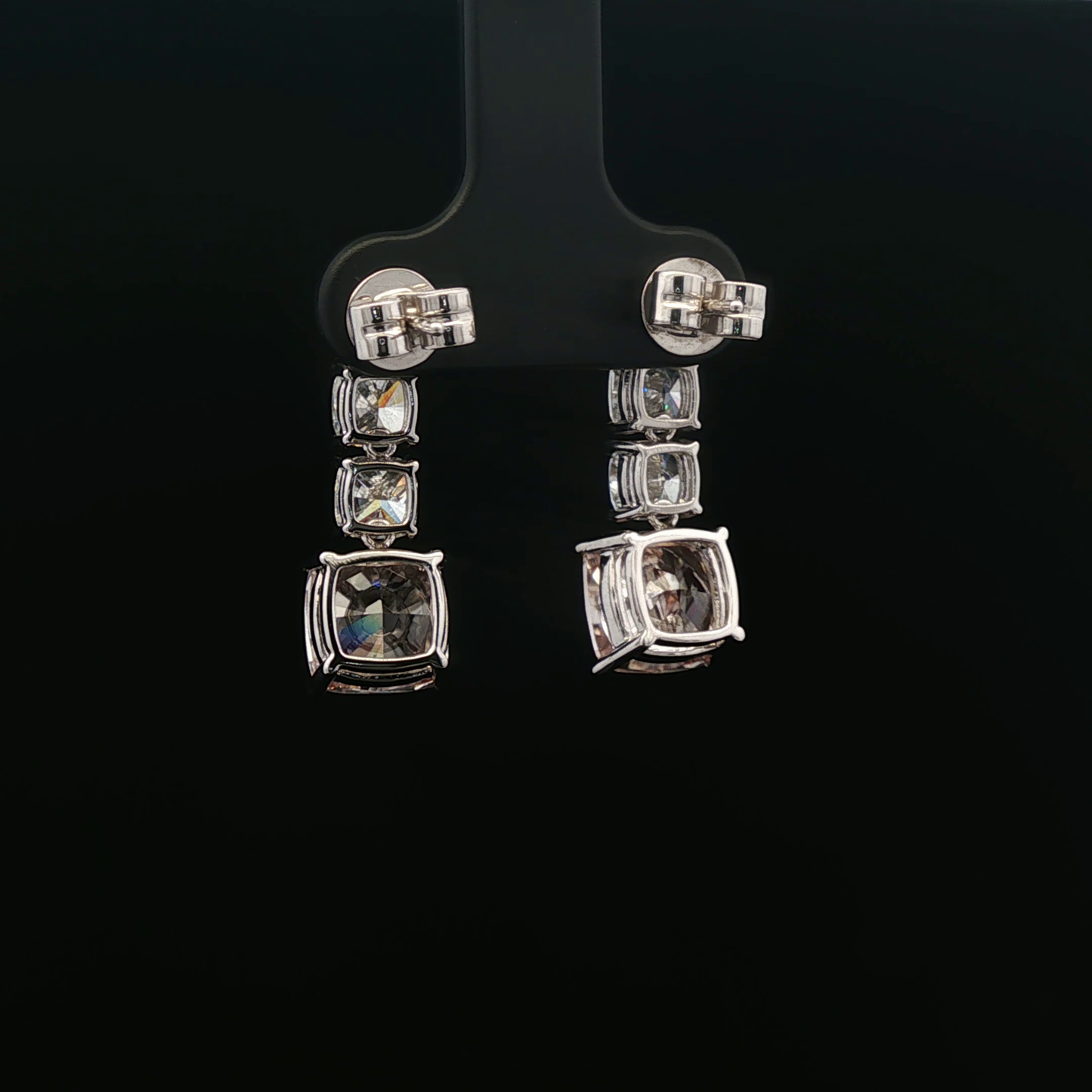 IGI 3.10ct +3.08ct Sqare Cushion  Fancy Vivid Pink 18K/W dangling earrings