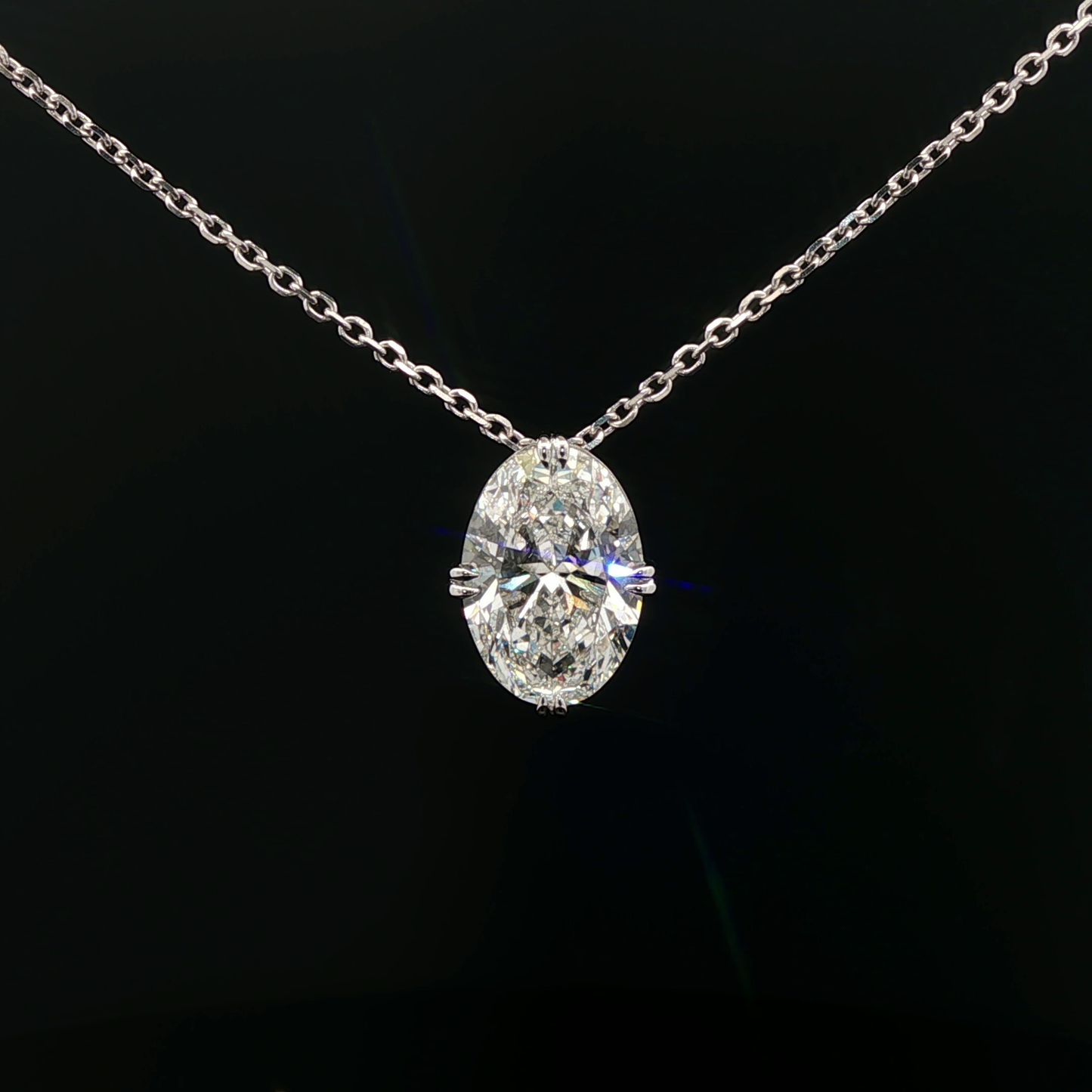 IGI Oval 10.43ct E VVS2 18k/w Pendant