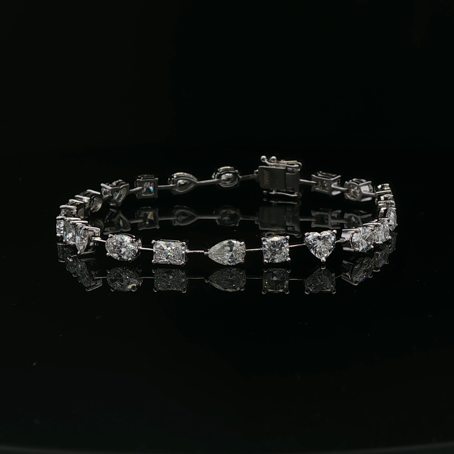 Mix fancy shape lab grown diamond 18k/w tennis bracelet