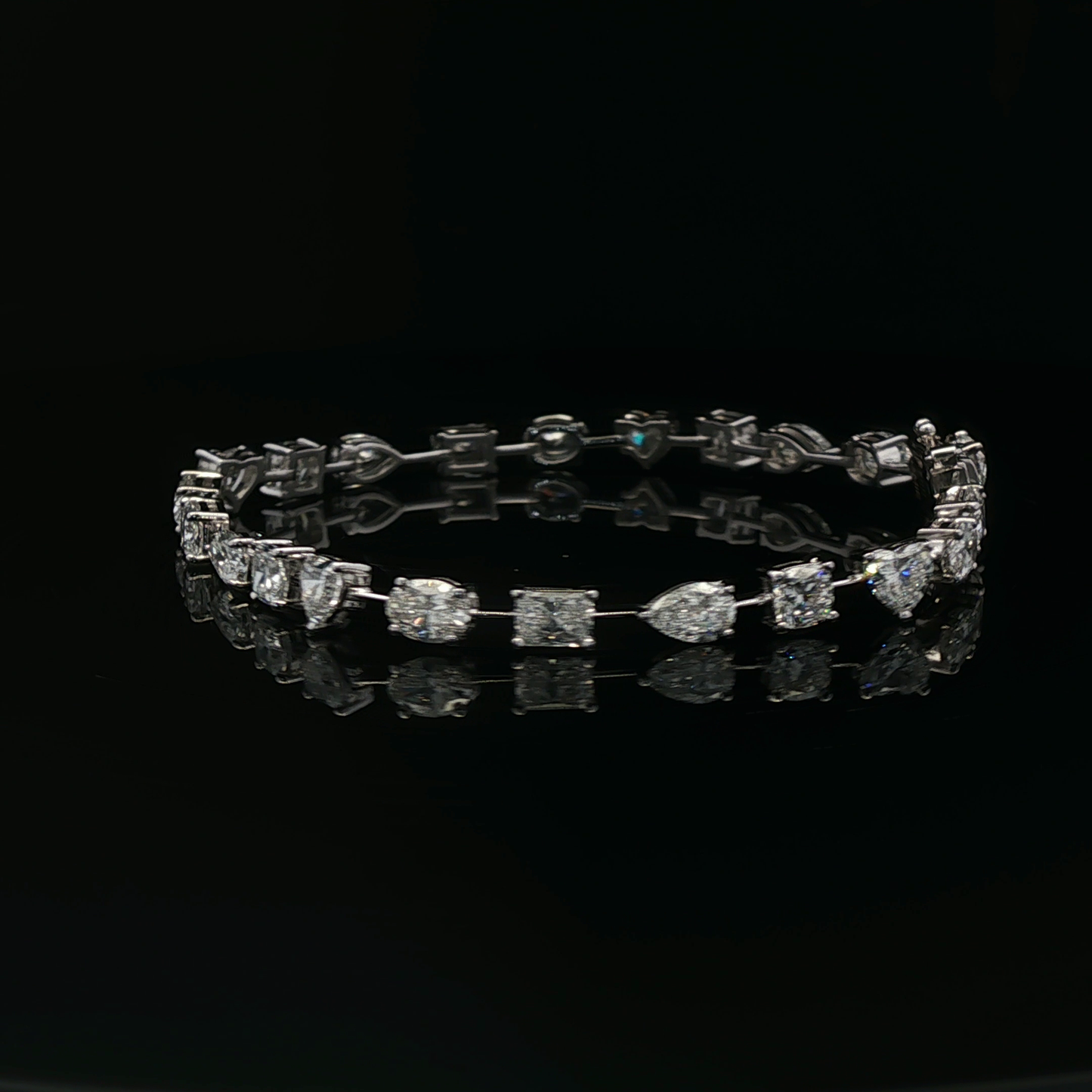 Mix fancy shape lab grown diamond 18k/w tennis bracelet