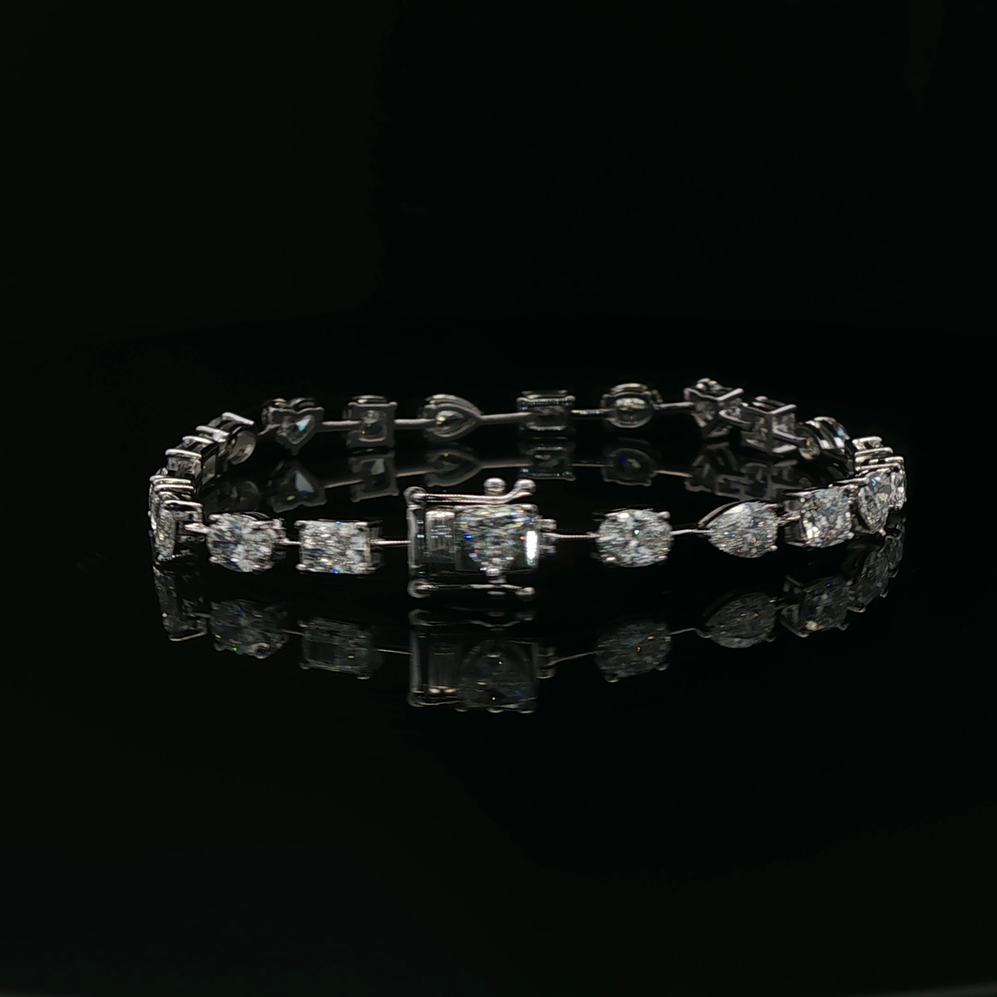 Mix fancy shape lab grown diamond 18k/w tennis bracelet