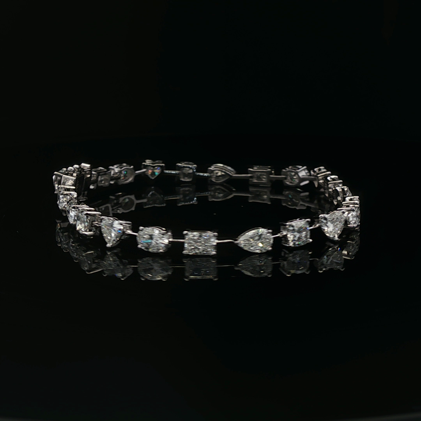 Mix fancy shape lab grown diamond 18k/w tennis bracelet