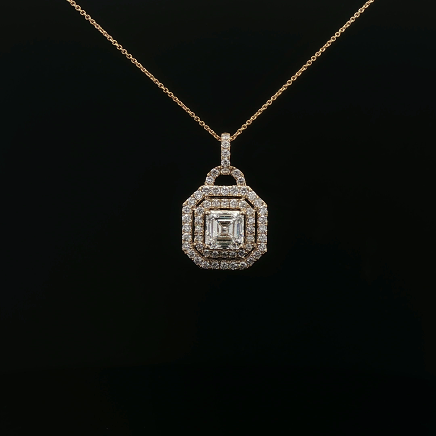 IGI Asscher Cut customise pendent 2.11ct  D VVS2 18k Y/G