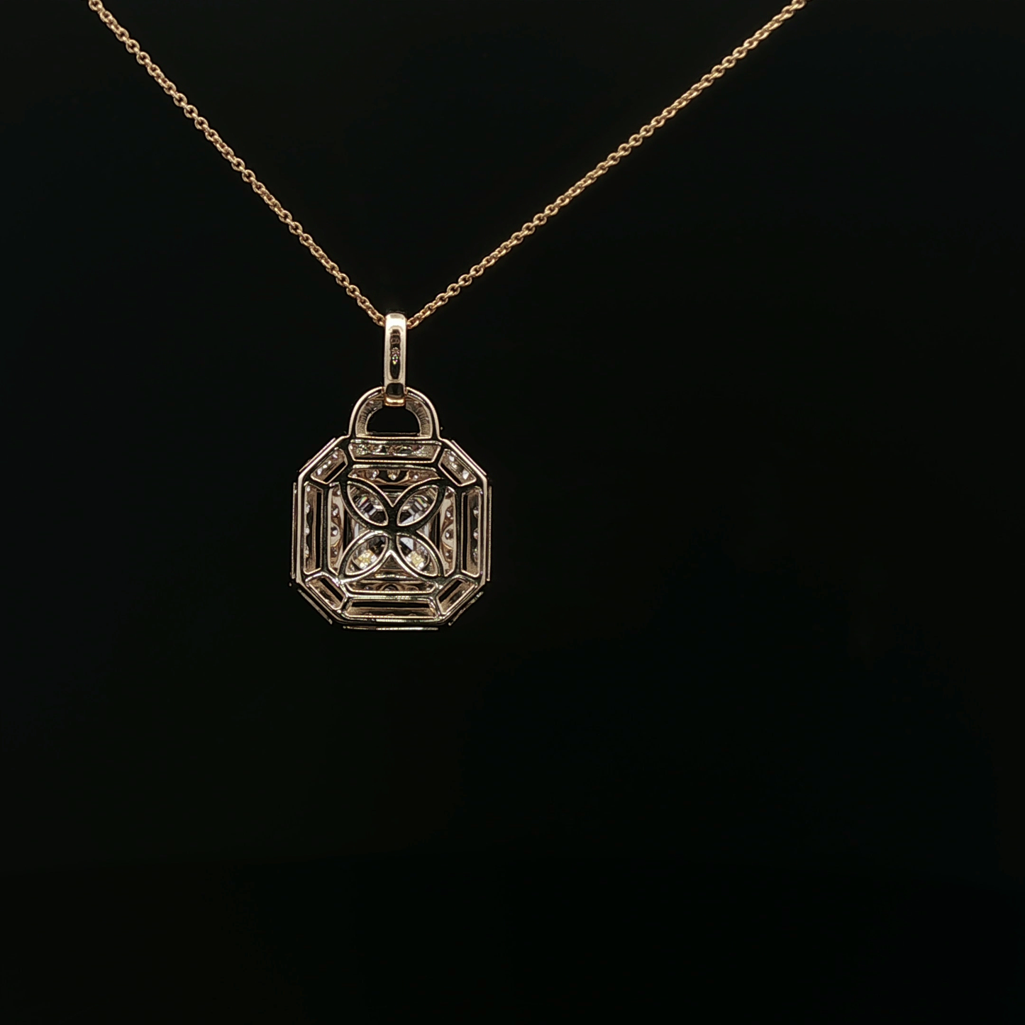 IGI Asscher Cut customise pendent 2.11ct  D VVS2 18k Y/G