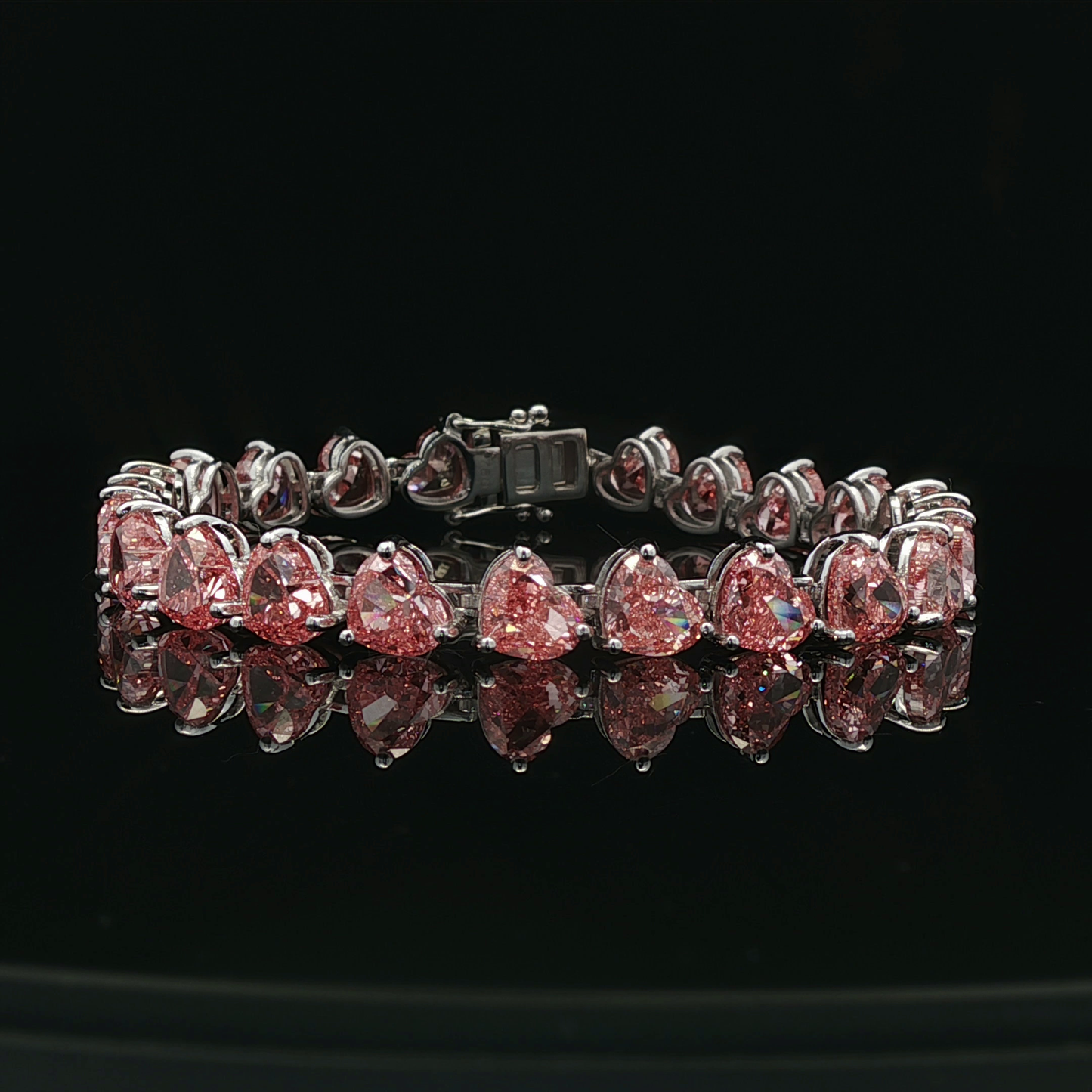 Fancy Vivid Pink 25.81ct Heart Shape Tennis Bracelet 18k/W