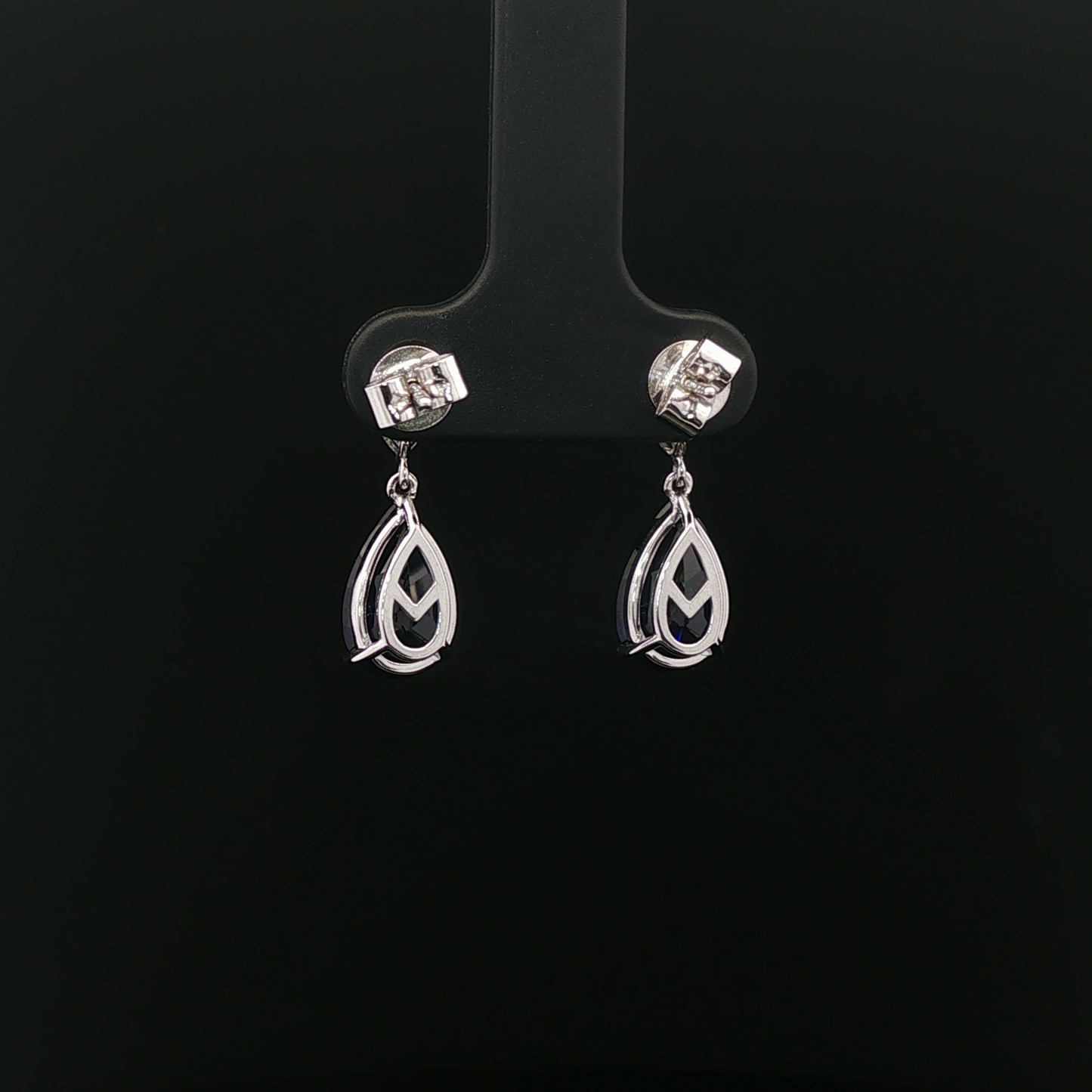 Royal Blue Sapphire Pear 5.48ct total with 0.4ct pear each 18k/w
