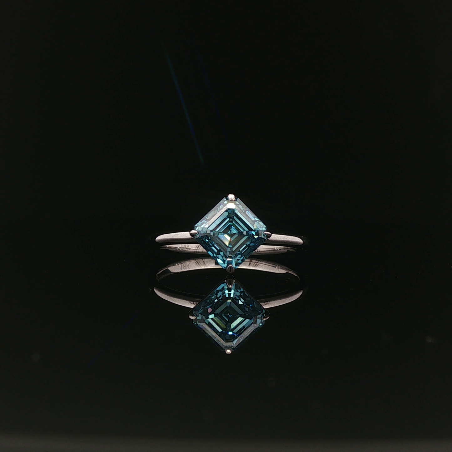 IGI Asscher 2.04ct Fancy Vivid Blue VS1 18k/W