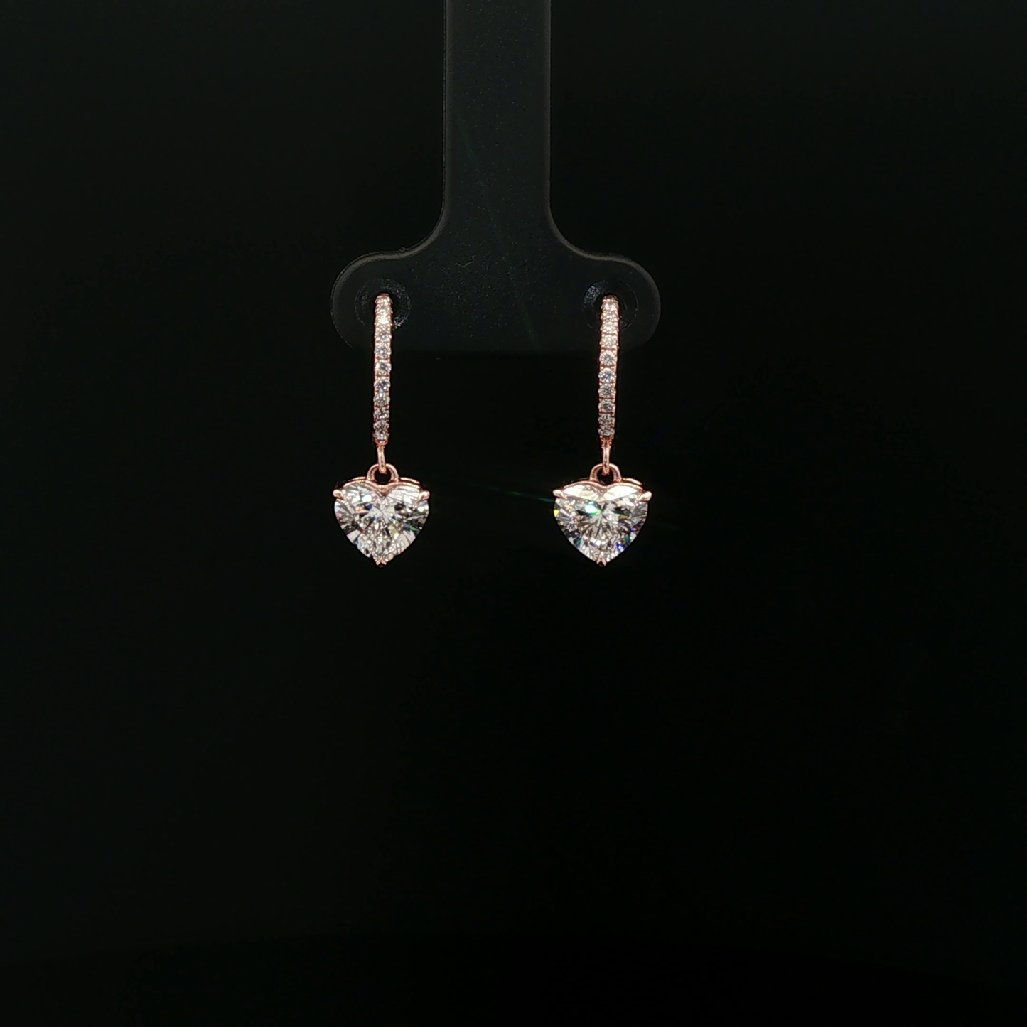 IGI Heart 1.01ct+1.00ct D VS1 18k/R Dangle Earrings
