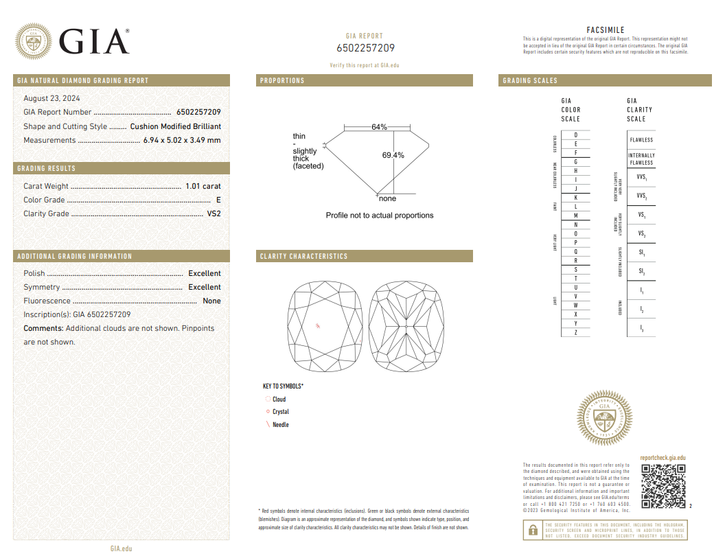 GIA #6502257209 NATURAL DIAMOND 50% DEPOSIT AMOUNT!