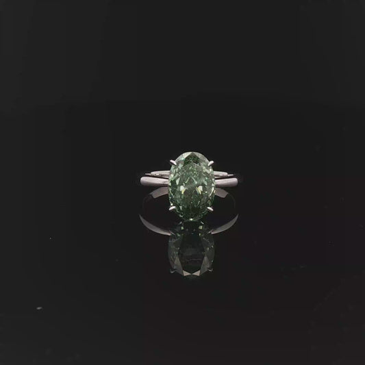 IGI Oval 3.10ct Fancy Vivid Green VS1 18K/W