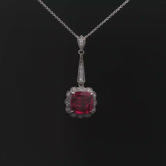Lab Grown 8.29ct Cushion Ruby Pendant - 9,900$ HKD