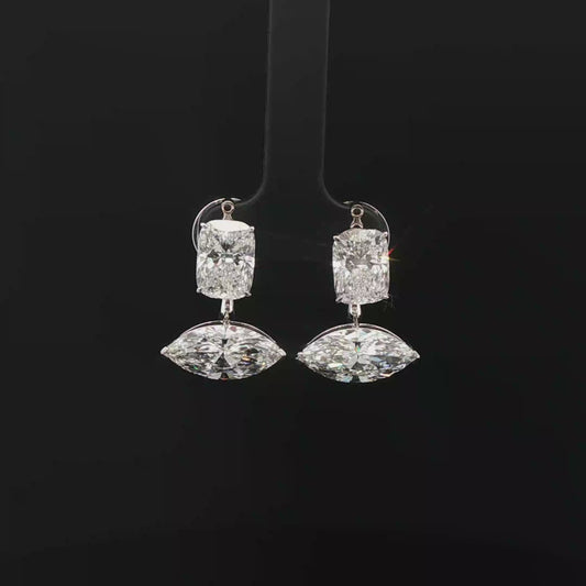 IGI 3ct Cushion + 3ct Marquise 18k/W