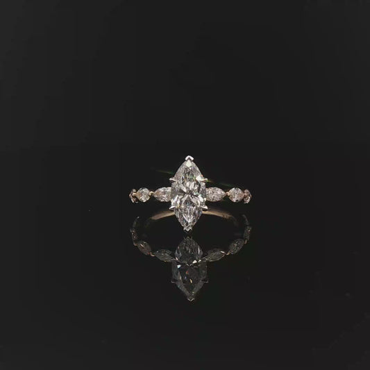 GIA Marquise 1.50ct D SI2 18k/WP+YB
