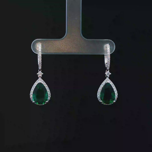 Vivid Bluish Green Emerald Earrings - 10,500$ HKD
