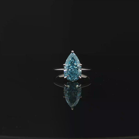 IGI Pear 3.69ct  Fancy Vivid Blue VS1