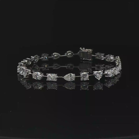 Mix fancy shape lab grown diamond 18k/w tennis bracelet