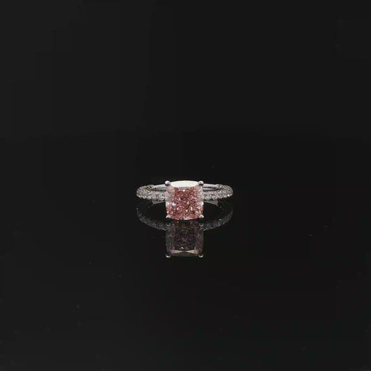 IGI Square Cushion  2.64ct Fancy Vivid Pink VS1 - 17,500$ HKD