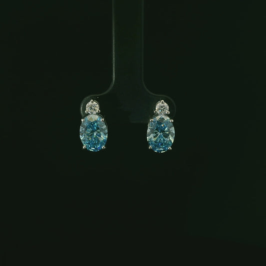 IGI Oval 2ct Each Fancy Intense Blue VS1 18k W/G