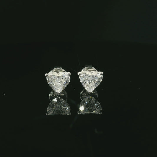 IGI Heart Shape Earrings 1ct Each D VS1