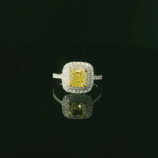 IGI Cushion Fancy Intense Yellow VVS2 1.73ct - 11,900$ HKD