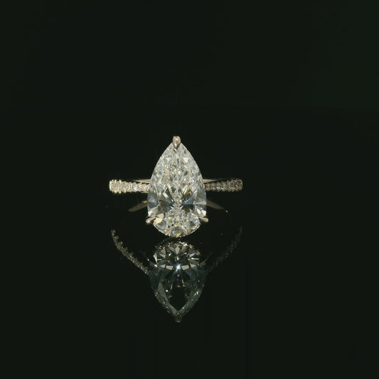 IGI Pear 3.01ct D VS1 18K Rose Gold Band
