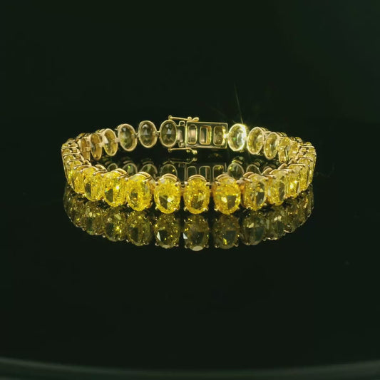 Yellow Gold Tennis Bracelet with Cabochon Citrines