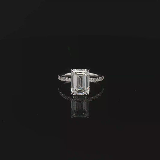IGI 3.02ct Emerald E VS1 18K/W PAVE RING