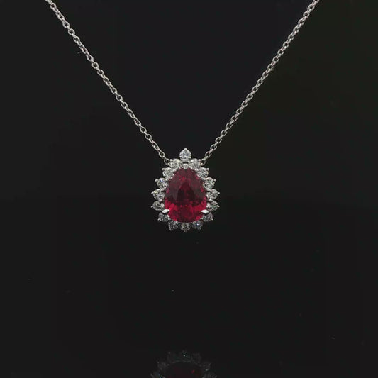 Lab Grown 3.35ct Pear Ruby Pendant - 7,500$ HKD