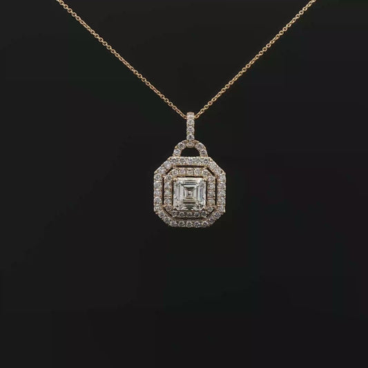 IGI Asscher Cut customise pendent 2.11ct  D VVS2 18k Y/G