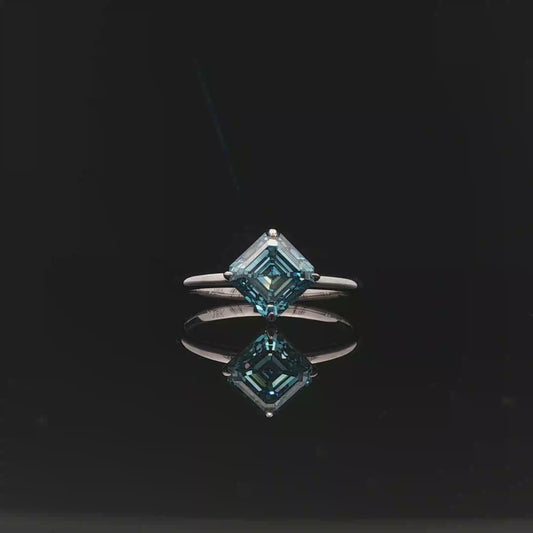 IGI Asscher 2.04ct Fancy Vivid Blue VS1 18k/W