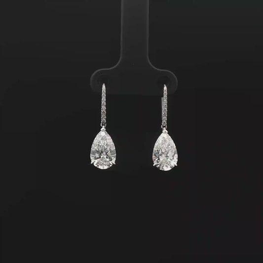 IGI 2.04ct+2.08ct Pear D VVS2 18k/W Dangle Earring