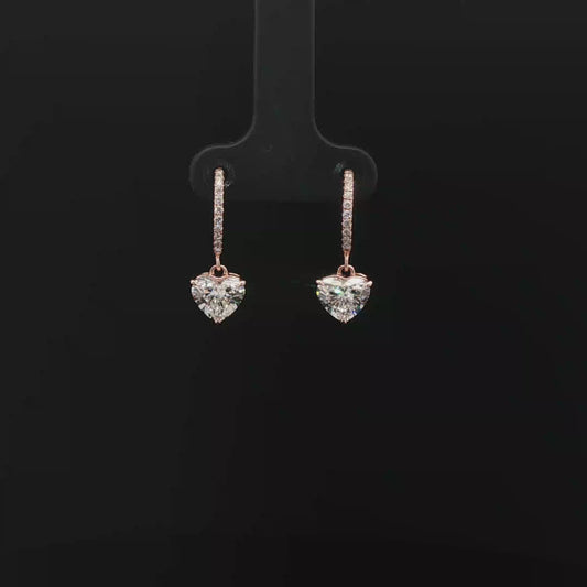 IGI Heart 1.01ct+1.00ct D VS1 18k/R Dangle Earrings