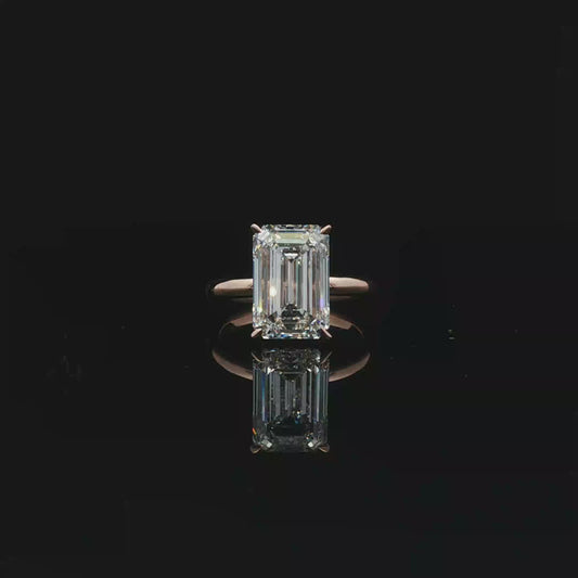 Emerald-Cut Diamond Solitaire Ring in Rose Gold